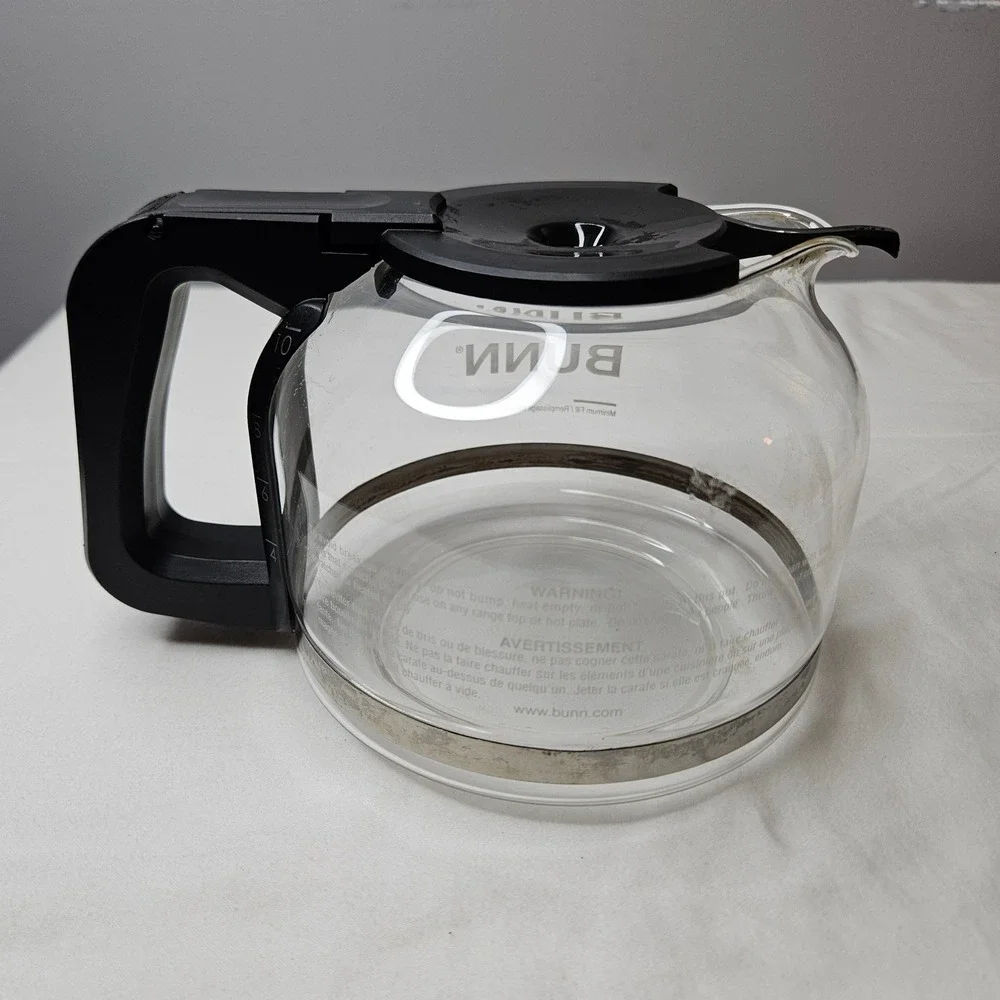 BUNN 10 Cup Glass Coffee Carafe Replacement Pot Black Handle Germany Made‎
